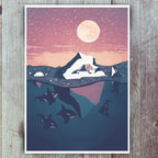 Pod of Orca and iceberg print