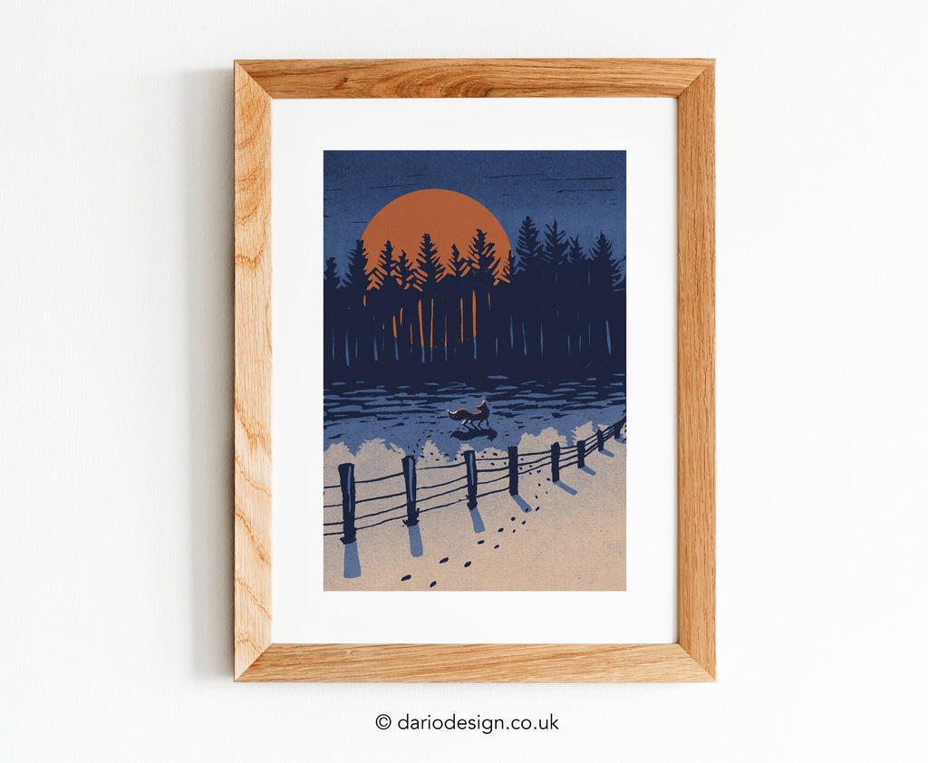 Fox and Big Winter Moon