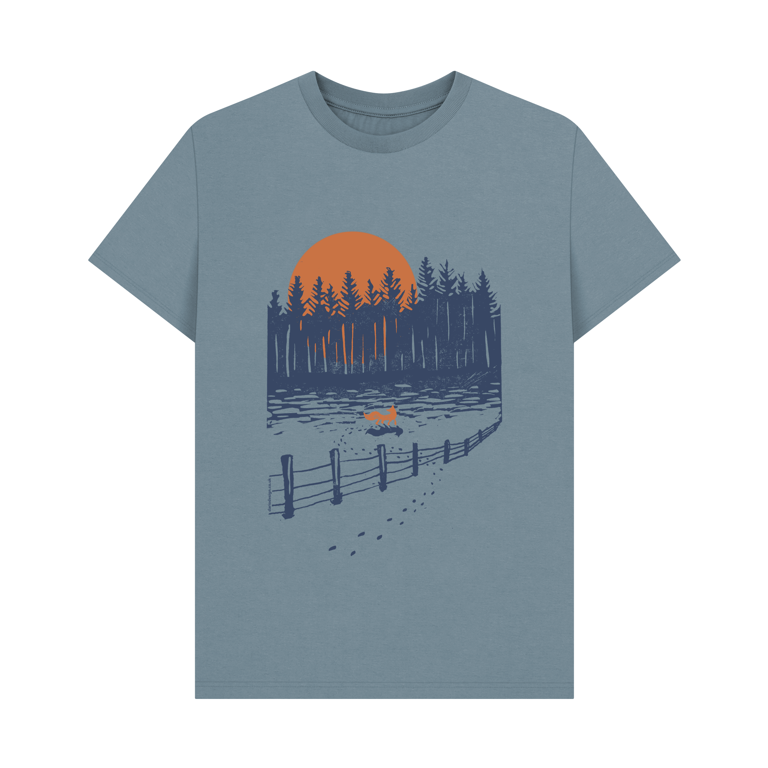 Stone Blue Printed T-shirt Front