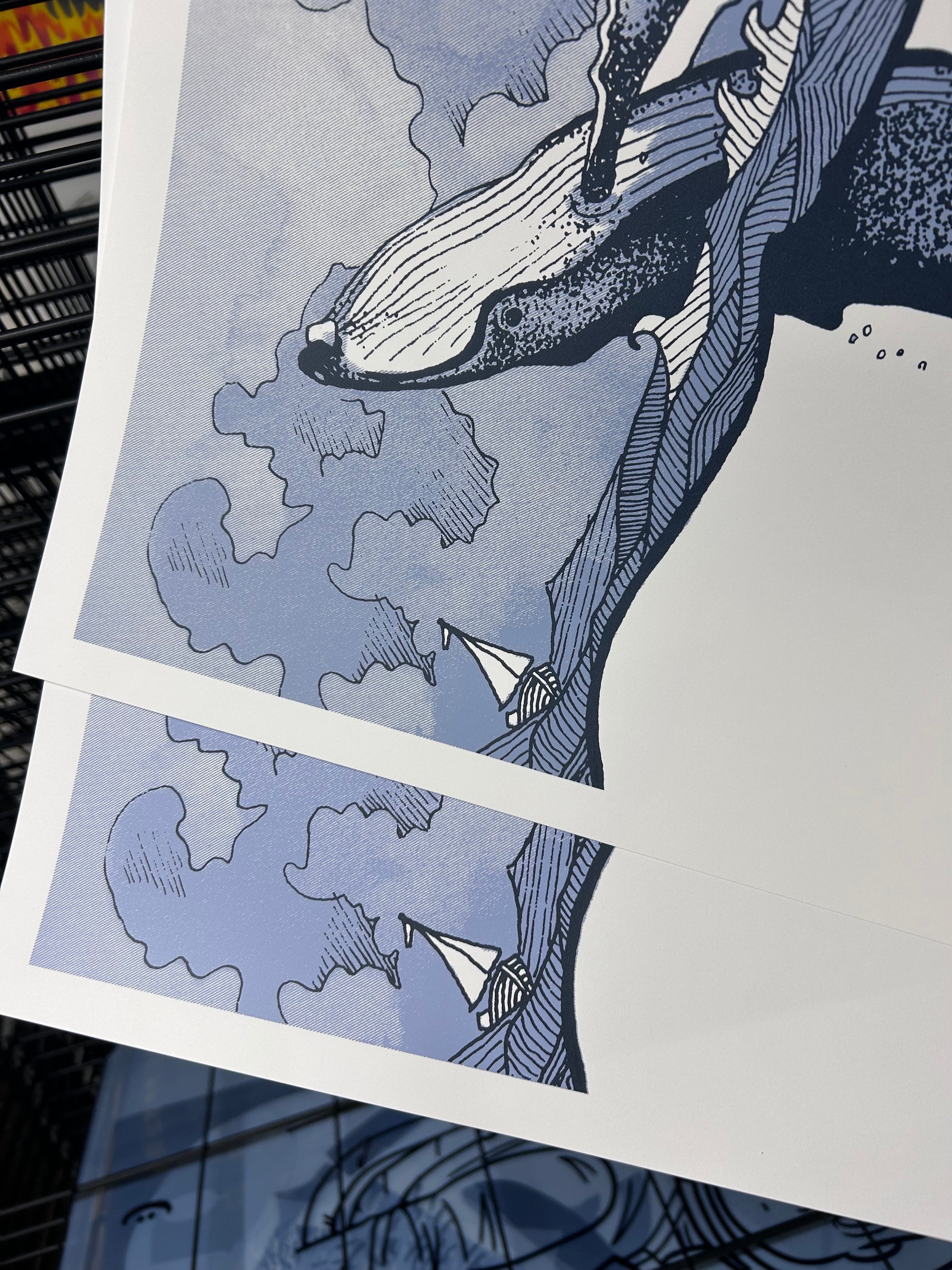 Humpback Whale in Stormy Seas - A3 Screen Printed limited edition