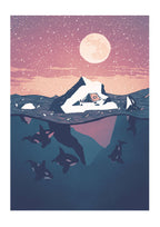 Pod of Orca and iceberg print