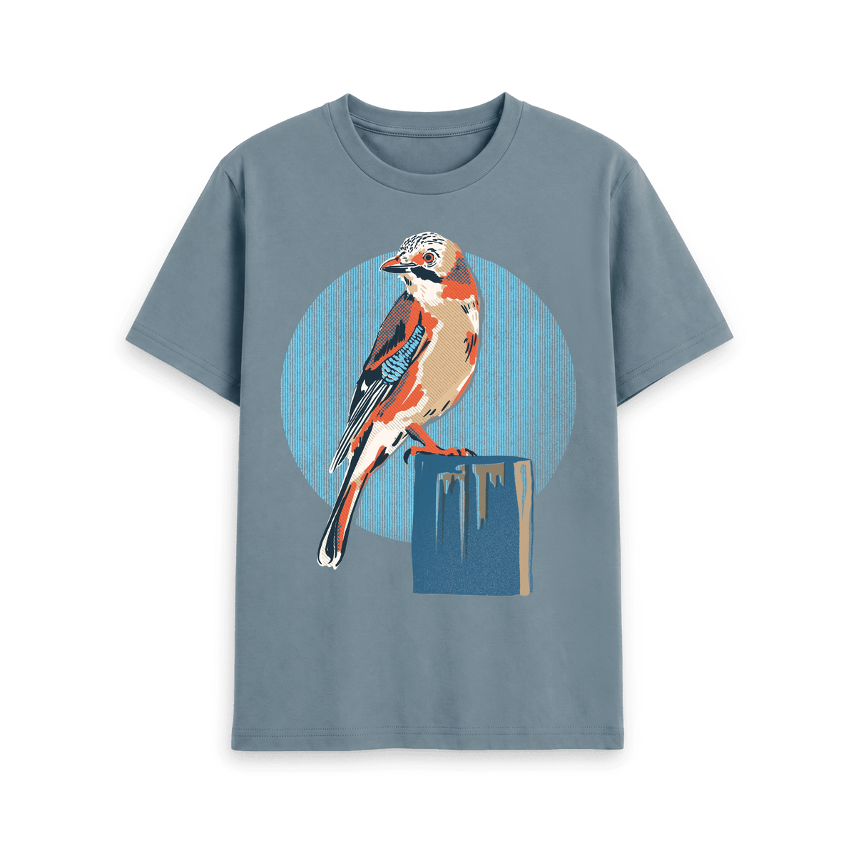 Stone Blue Printed T-shirt Front
