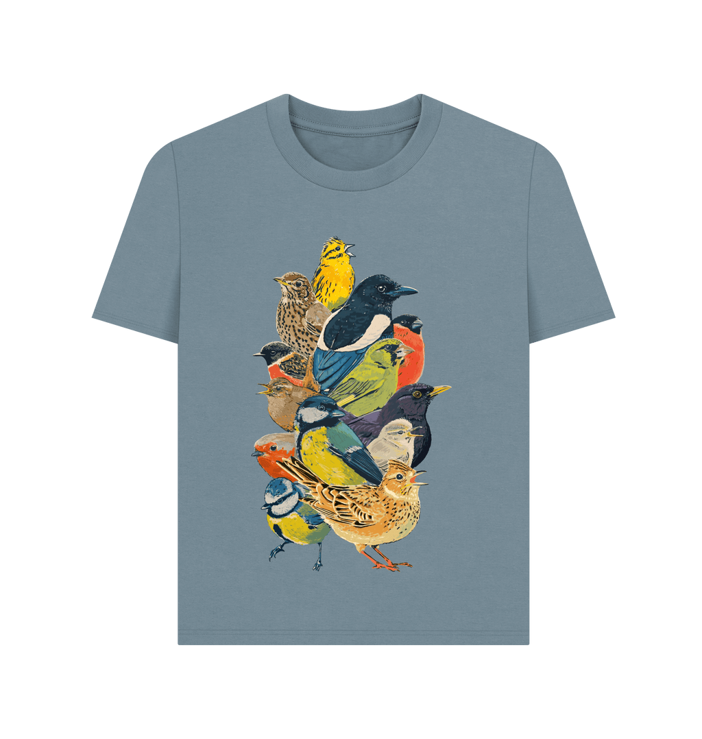 Stone Blue Printed T-shirt Front