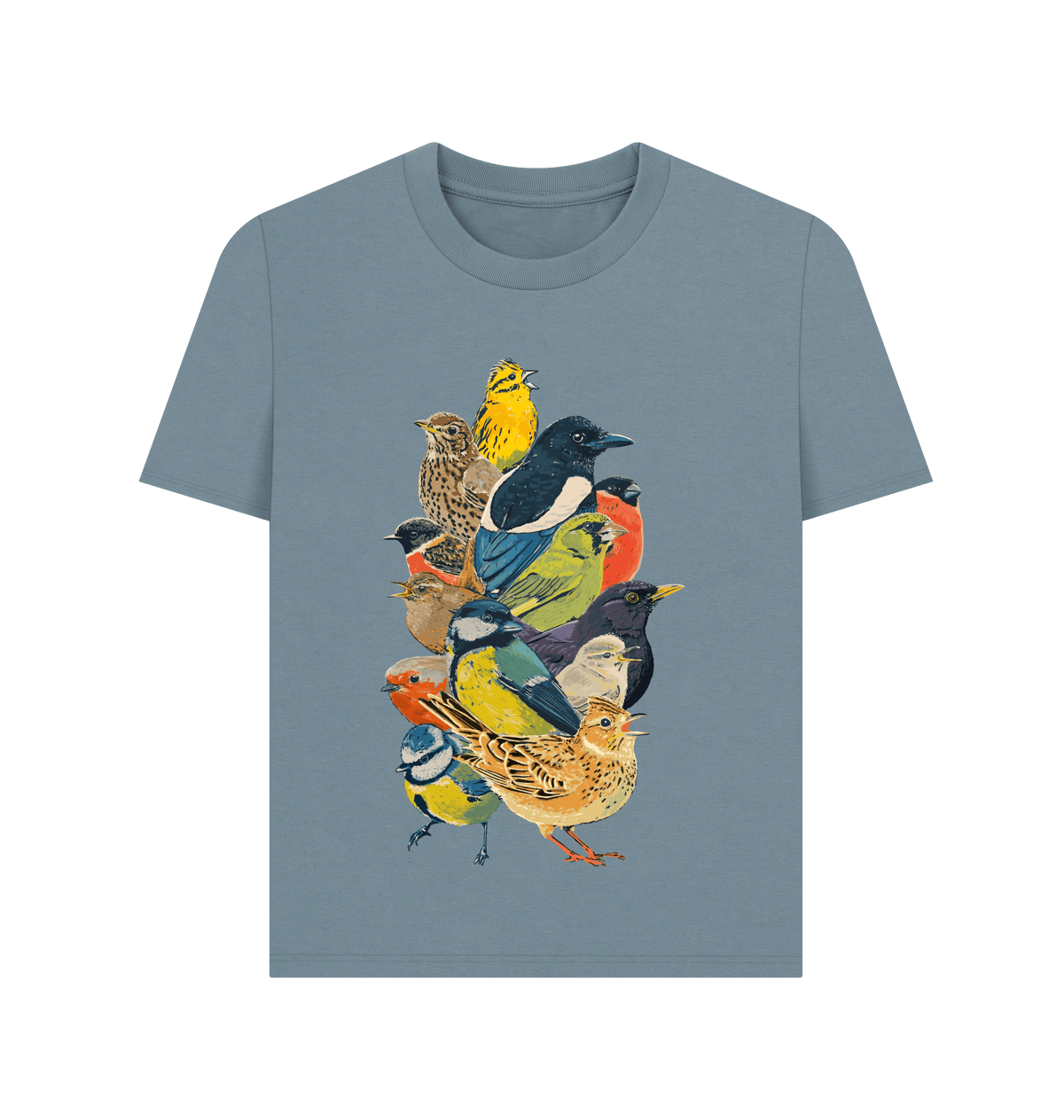 Stone Blue Printed T-shirt Front