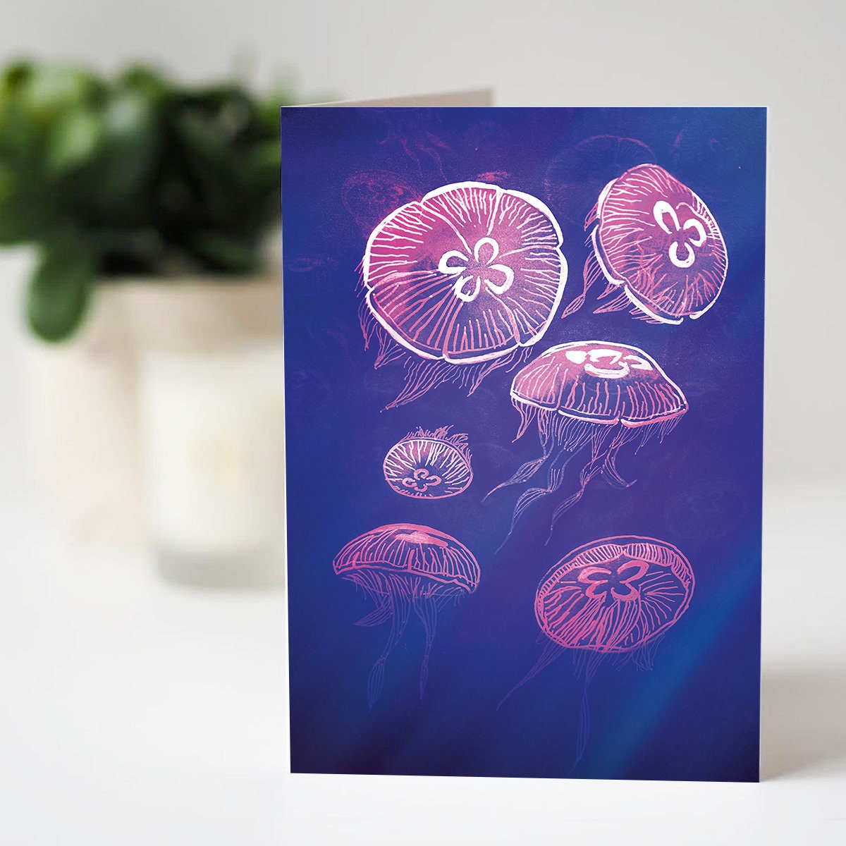 Moon Jellyfish - A6 Greeting Card