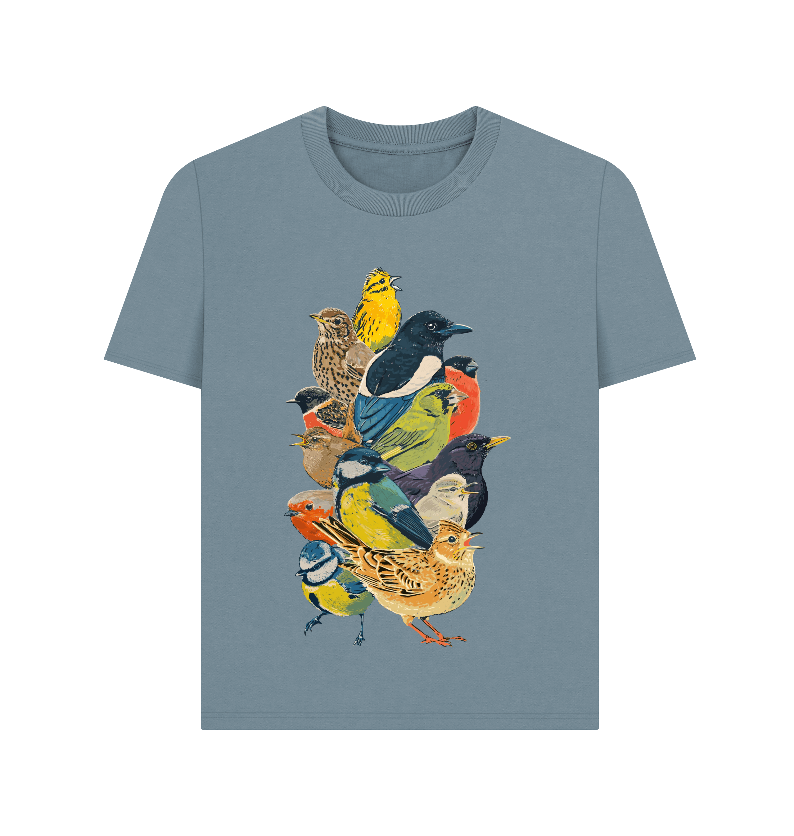 Stone Blue Printed T-shirt Front