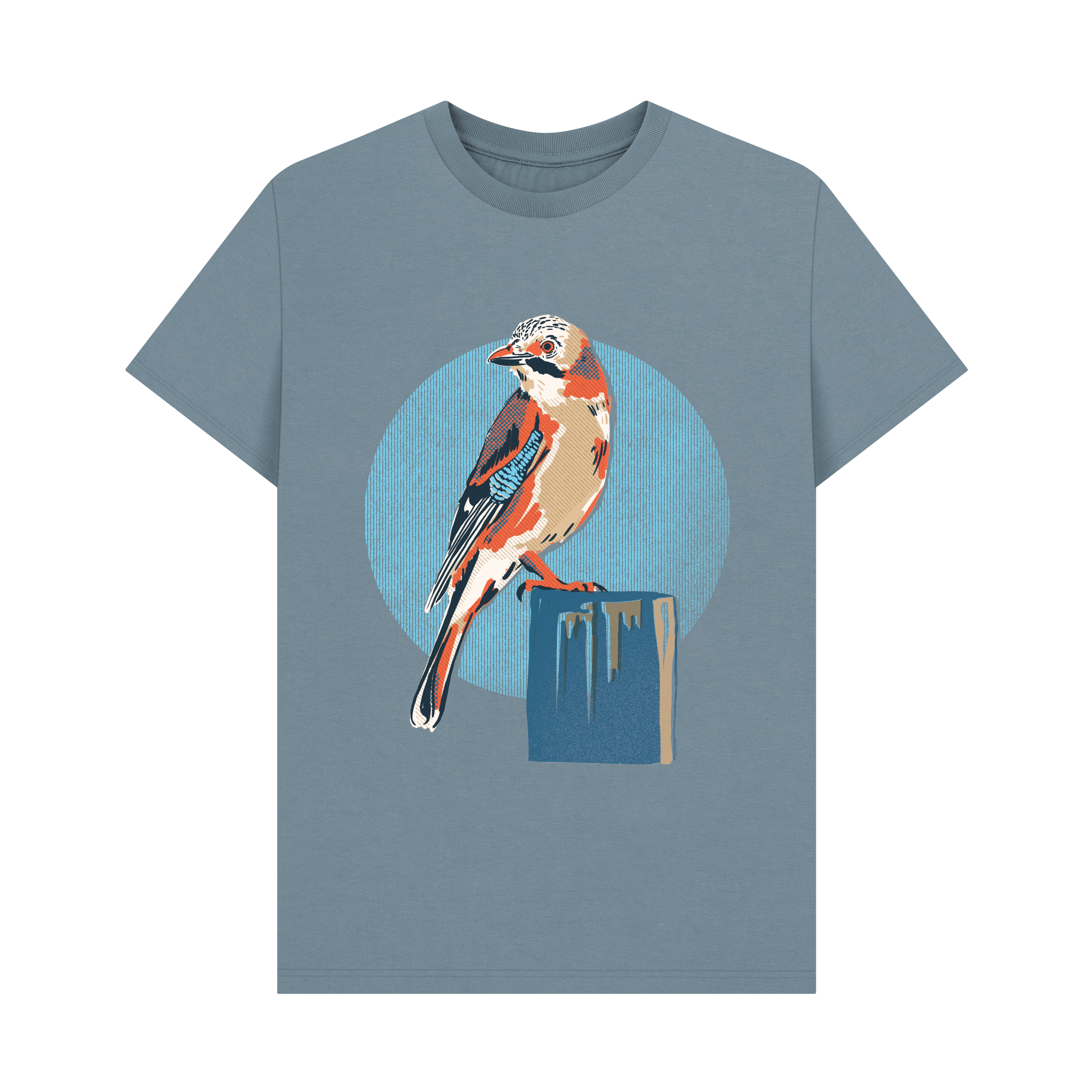 Stone Blue Printed T-shirt Front