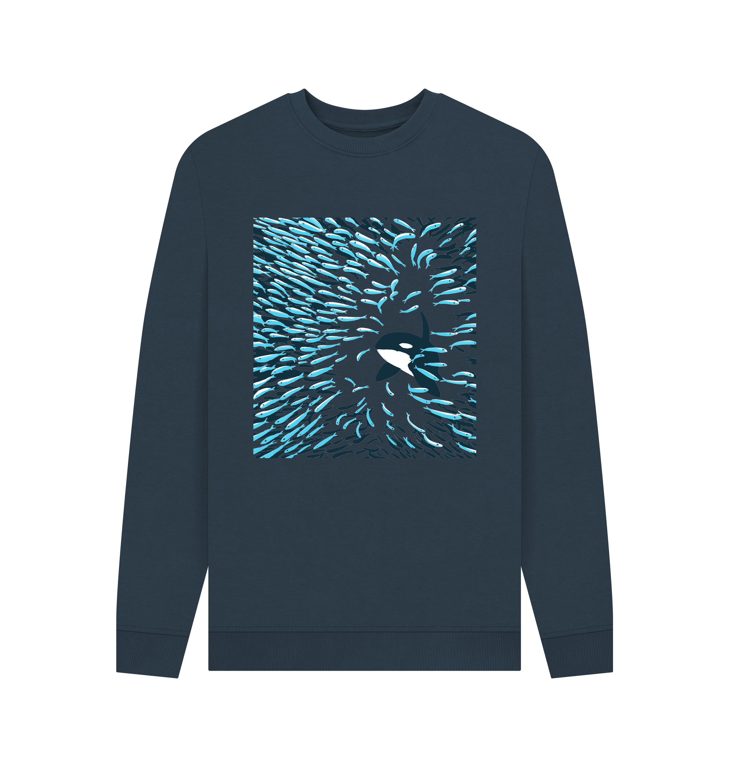 Navy Blue Printed Sweater Front