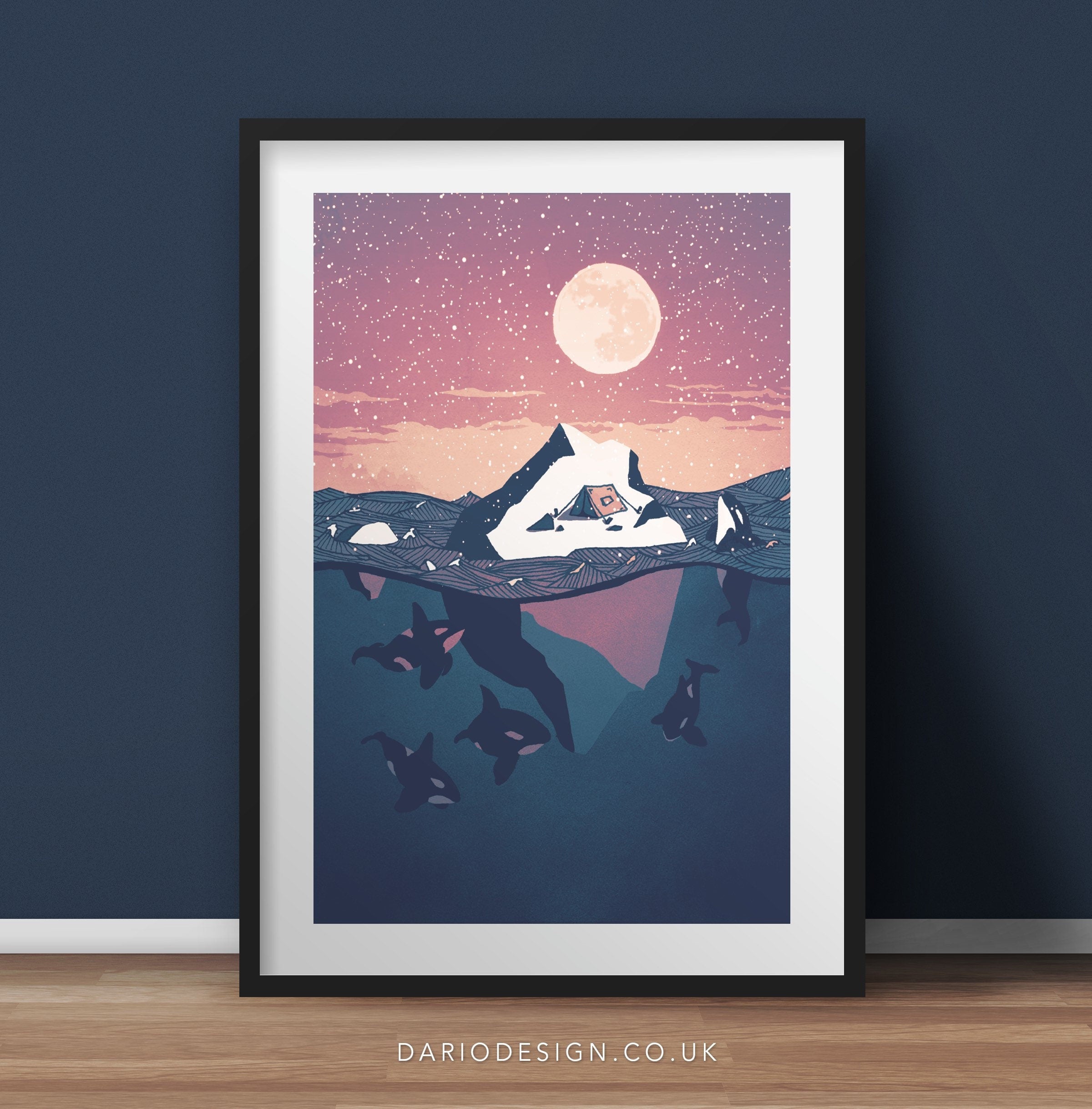Pod of Orca and iceberg print