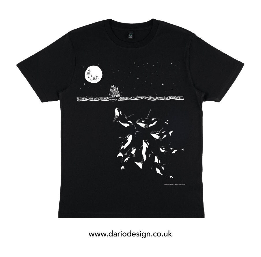 Midnight Orca - Killer Whale T-shirt. Organic cotton tee