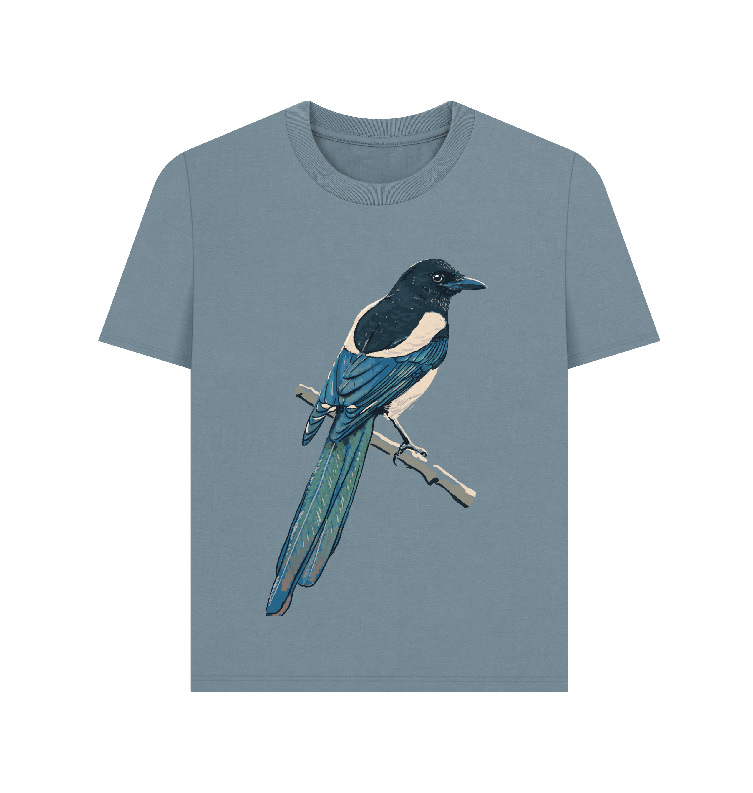 Stone Blue Printed T-shirt Front