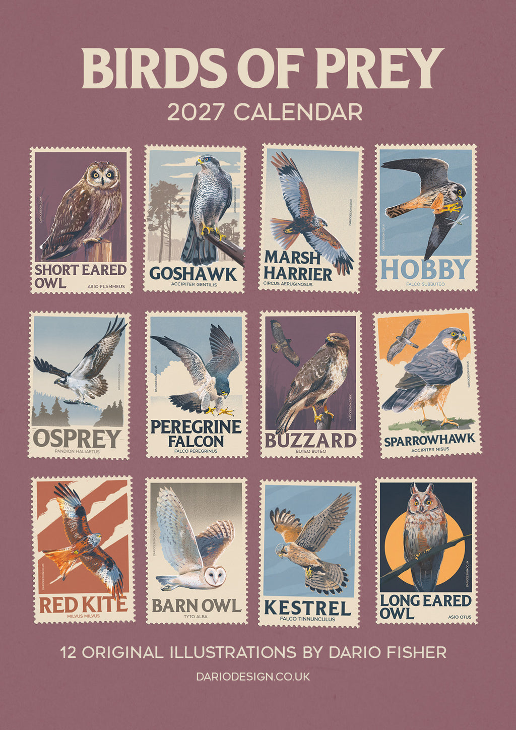 NEW! Birds of Prey - 2027 retro illustrated calendar