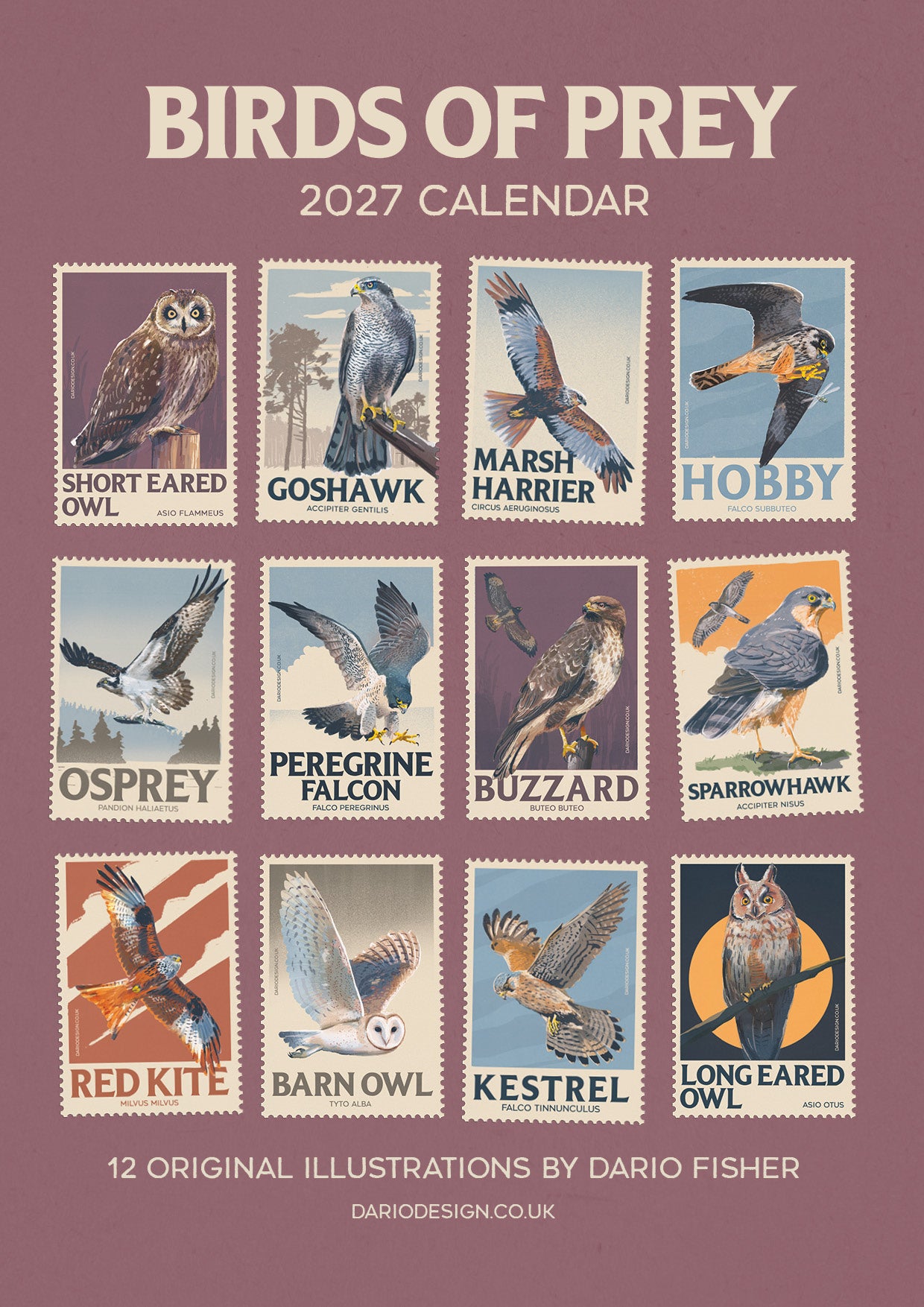 NEW! Birds of Prey - 2027 retro illustrated calendar