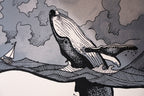 Humpback Whale in Stormy Seas - A3 Screen Printed limited edition