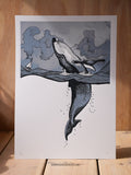 Humpback Whale in Stormy Seas - A3 Screen Printed limited edition