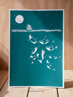 Midnight Orca - A3 Screen Printed limited edition (midnight / teal)