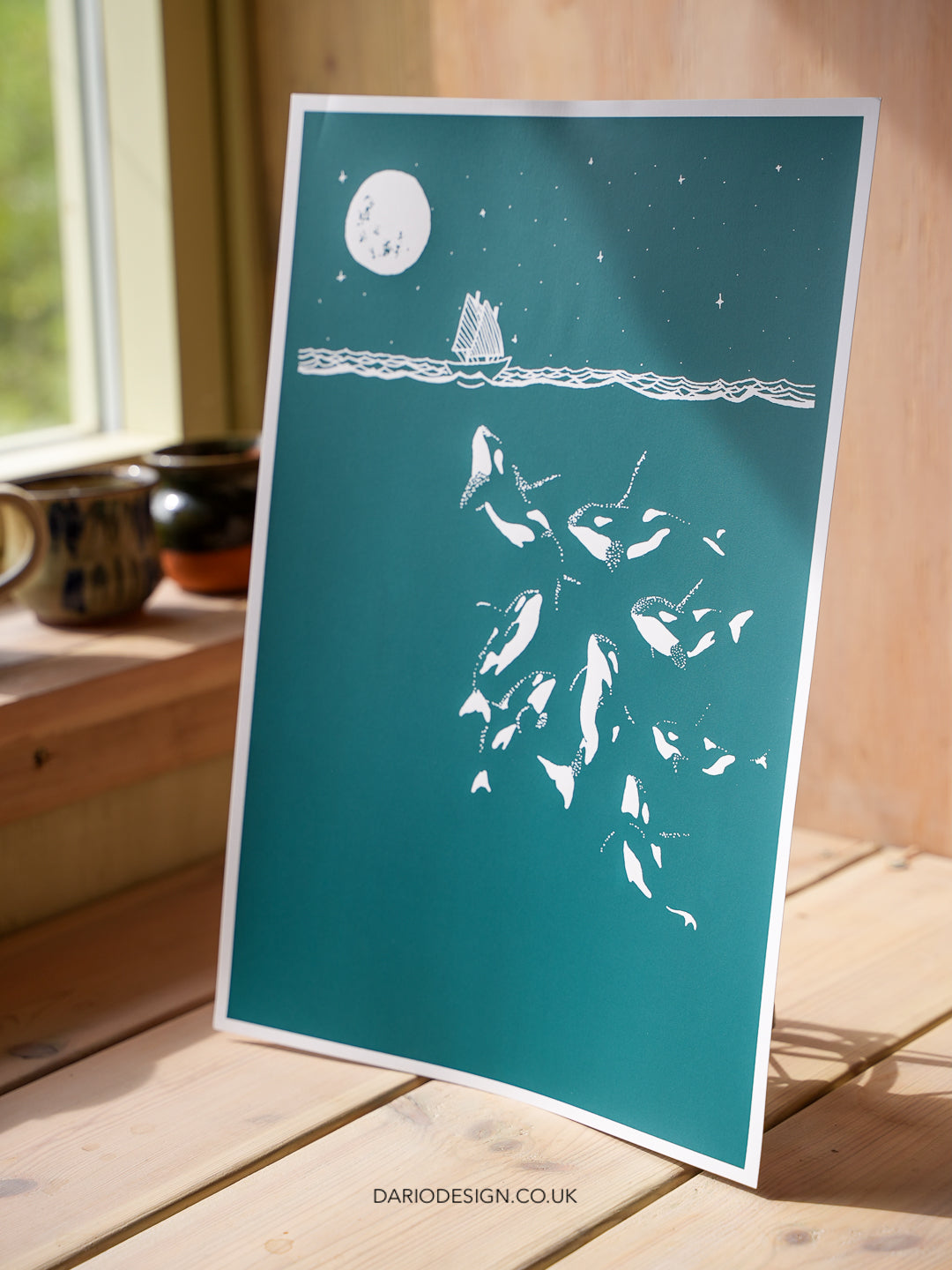 Midnight Orca - A3 Screen Printed limited edition (midnight / teal)