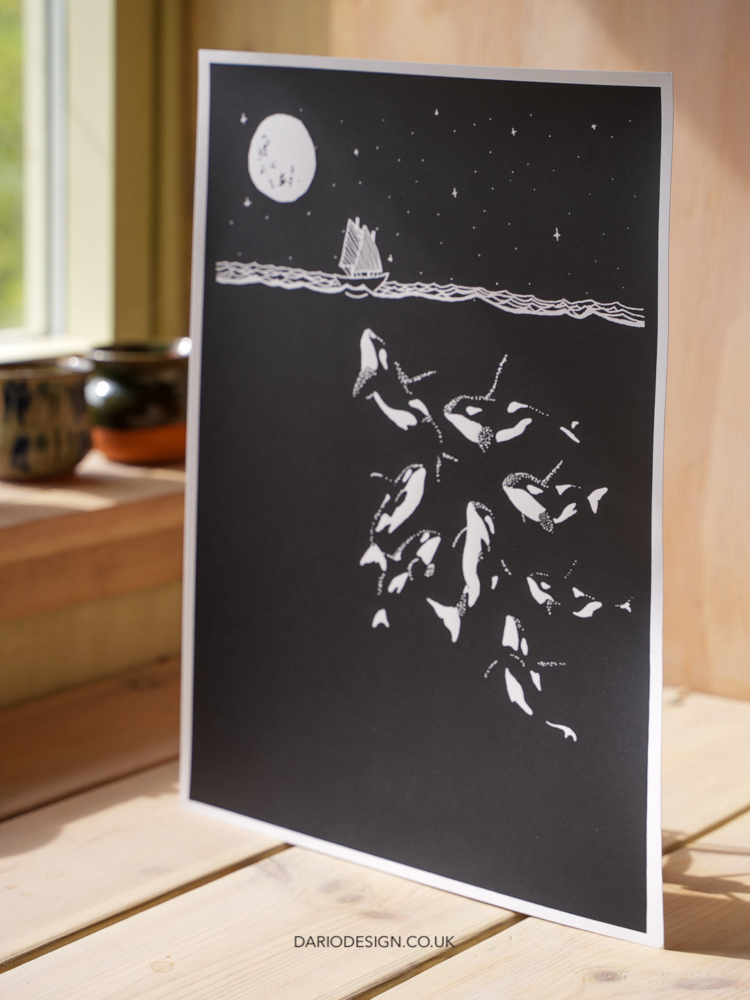 Midnight Orca - A3 Screen Printed limited edition (midnight / teal)