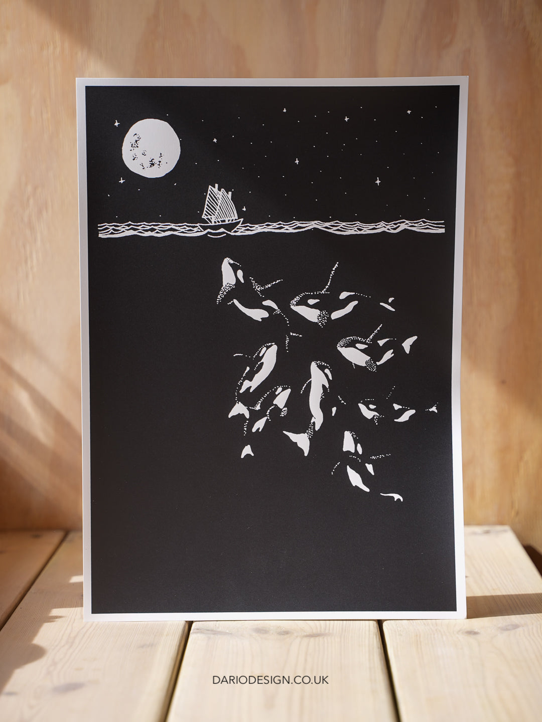 Midnight Orca - A3 Screen Printed limited edition (midnight / teal)