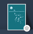 Midnight Orca - A3 Screen Printed limited edition (midnight blue / teal)