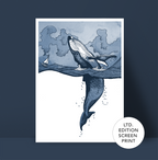 Humpback Whale in Stormy Seas - A3 Screen Printed limited edition