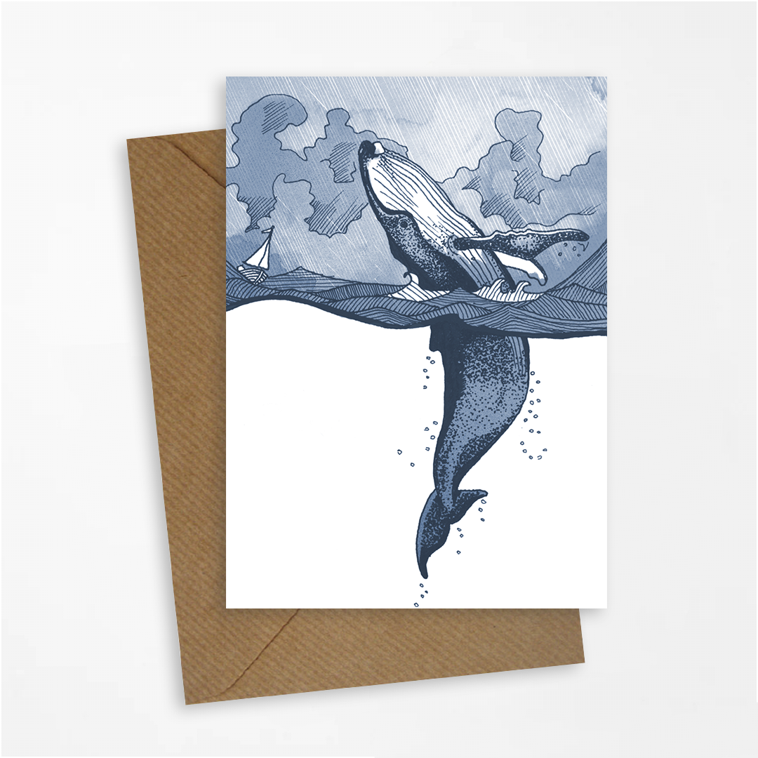 A6 Greeting Card - Humpback Whale in Stormy Seas