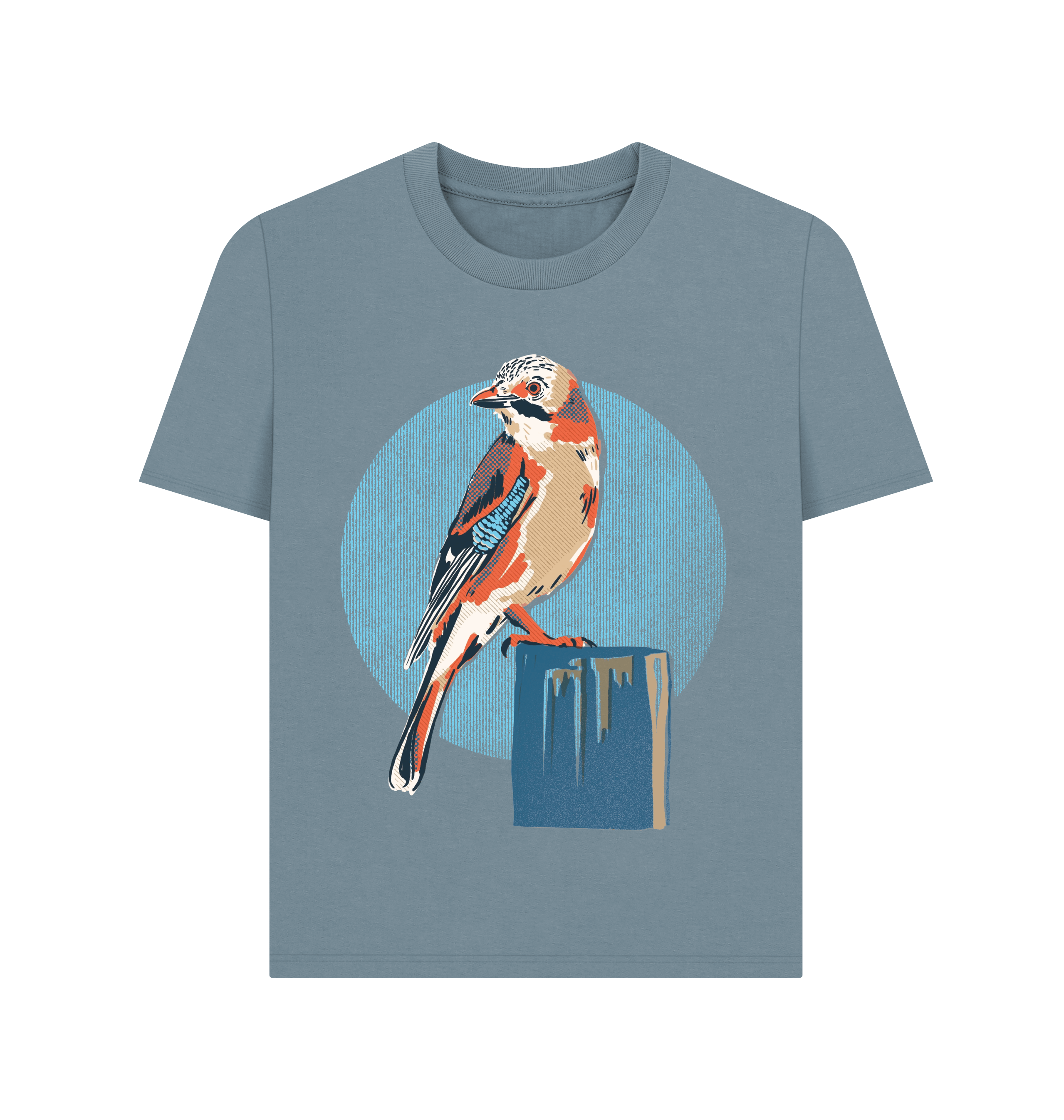 Stone Blue Printed T-shirt Front