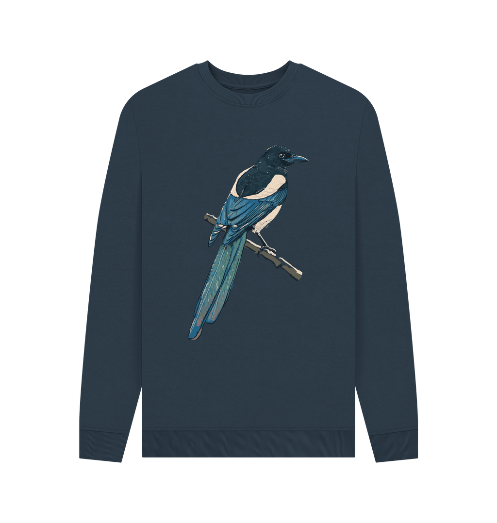 Navy Blue Printed Sweater Front
