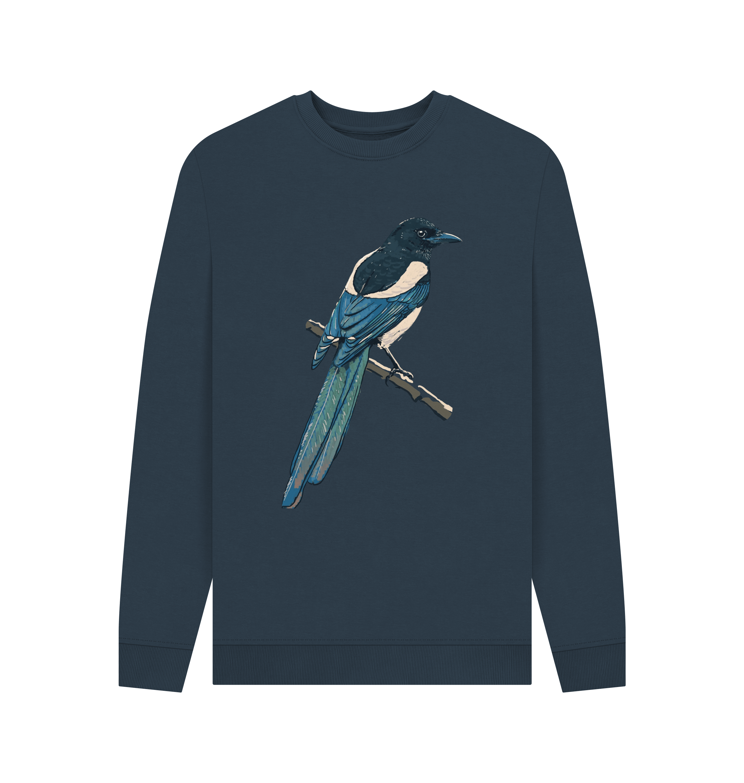 Navy Blue Printed Sweater Front