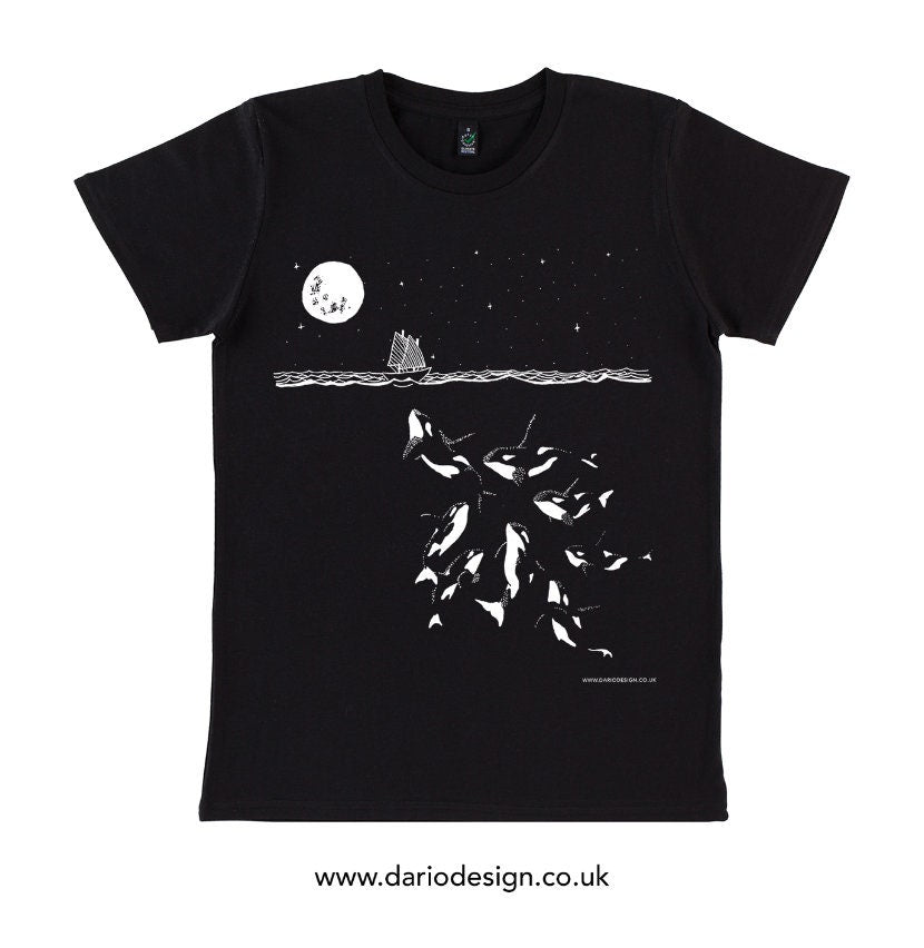 Midnight Orca - Killer Whale T-shirt. Organic cotton tee