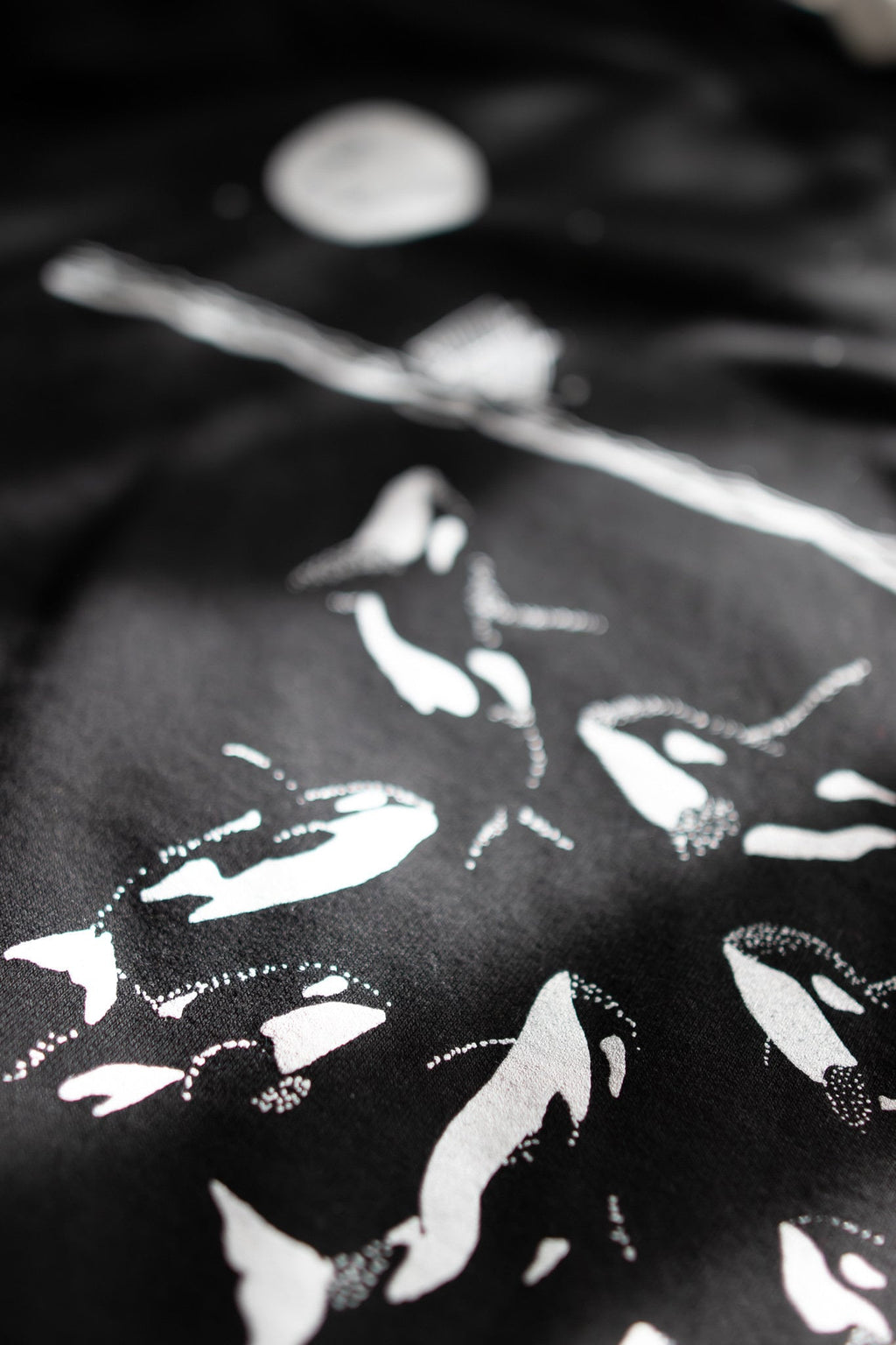 Midnight Orca Sweatshirt. Screen printed killer whale illustration