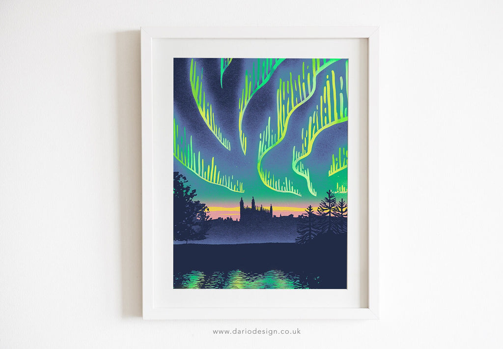 Kings College Cambridge Aurora - print.
